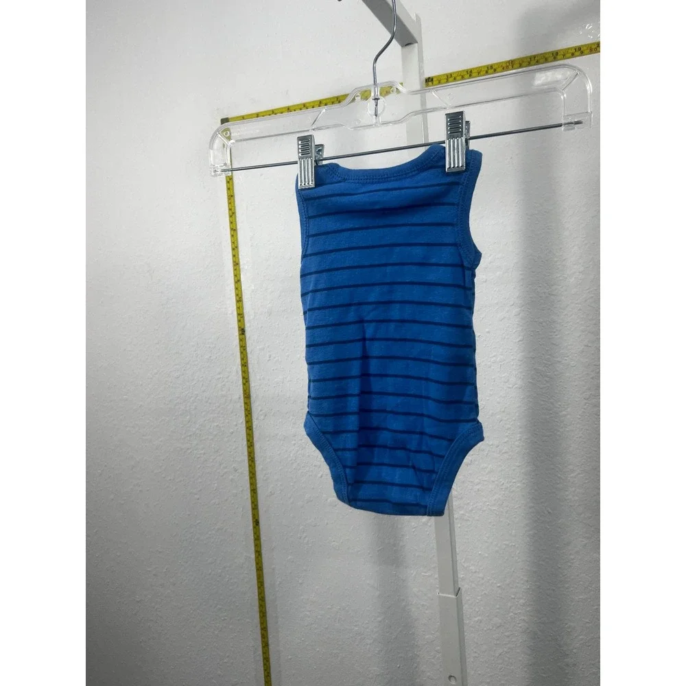 Carters Baby Boy‎ Blue Striped Sleeveless Bodysuit 3 Months One Piece Tank Top